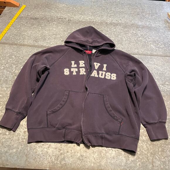 Vintage Levi's Levi Strauss Spellout Embroidered Hoodie Sweatshirt XL 90s Y2K - Picture 2 of 14